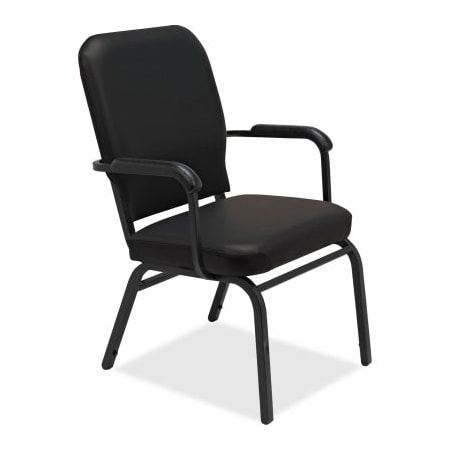 Lorell Lorell Fixed Arms Vinyl Oversized Stack Chairs - Black - 2/Pack 59600